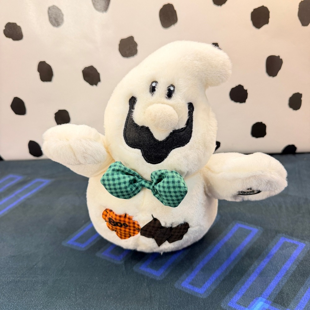 MTY International Ghost Plush Toy Kids White Halloween Animated Bow Tie Bat Boo